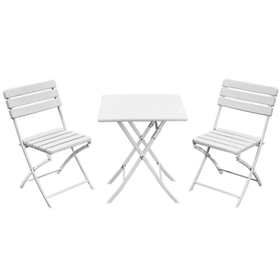Factory Wholesale HDPE Plastic Wooden Design Coffee Lounge Patio Portable Foldable Plastic Garden Table Set