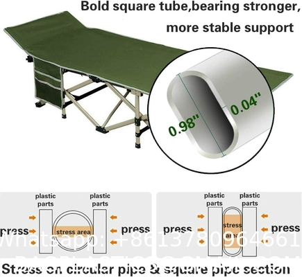 Folding Camping Cot, Portable Foldable Military Cot, Canvas Sleeping Bed, Outdoor Comfortable Lightweight Camp Bed