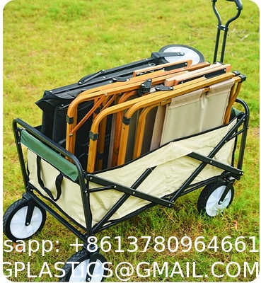 Custom Wholesale Outdoor Push Pull Collapsible Easy To Carry Camping Folding Wagon With Big Wheels