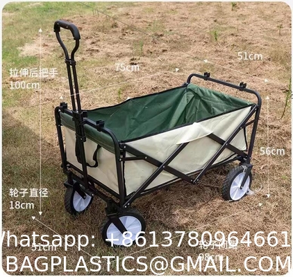 Custom Wholesale Outdoor Push Pull Collapsible Easy To Carry Camping Folding Wagon With Big Wheels