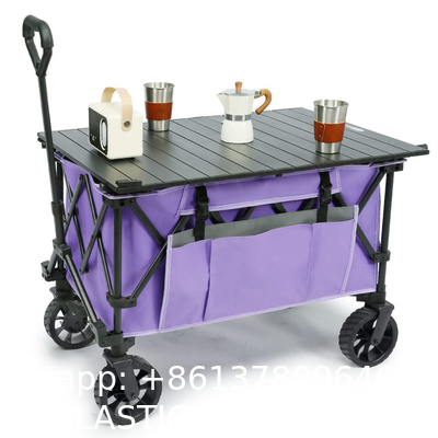 Custom Wholesale Outdoor Push Pull Collapsible Easy To Carry Camping Folding Wagon With Big Wheels