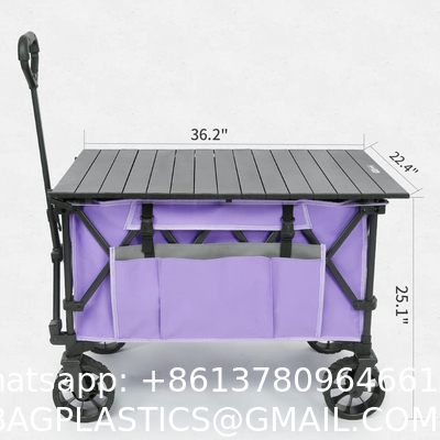 Custom Wholesale Outdoor Push Pull Collapsible Easy To Carry Camping Folding Wagon With Big Wheels