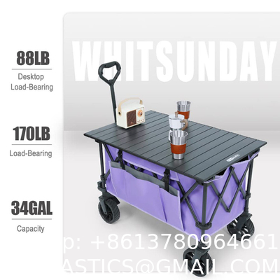 Custom Wholesale Outdoor Push Pull Collapsible Easy To Carry Camping Folding Wagon With Big Wheels