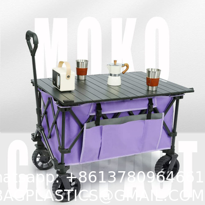 Custom Wholesale Outdoor Push Pull Collapsible Easy To Carry Camping Folding Wagon With Big Wheels