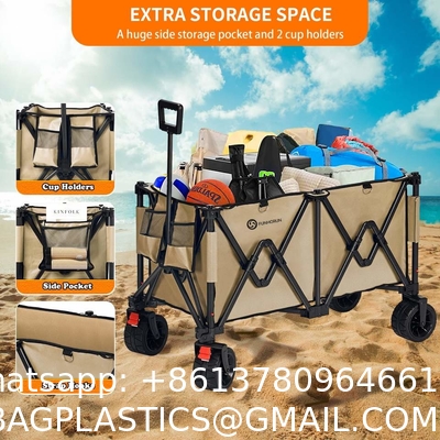 Folding Garden Cart’S Telescoping Adjustable Handle Locks And Extends Allows Effortless Transport