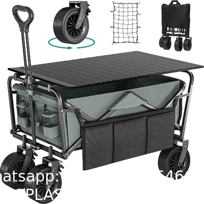 Folding Garden Cart’S Telescoping Adjustable Handle Locks And Extends Allows Effortless Transport