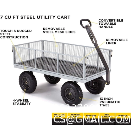 Outdoor Garden Heavy Duty Utility Portable Large Capacity Camping Collapsible Wagon Cart With All-Terrain Wheels