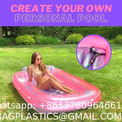 Inflatable Tanning Pool Lounger Float, Sun Tan Tub Sunbathing Raft Floatie Toys Water Filled Tanning Bed Mat