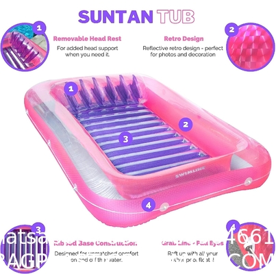 Inflatable Tanning Pool Lounger Float, Sun Tan Tub Sunbathing Raft Floatie Toys Water Filled Tanning Bed Mat