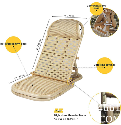 Wholesale Oem Outdoor Picnic Folding Adjustable Camping Lounger Boho Low Rattan Floor Beach Chair Portable