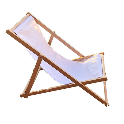 Beach Sling Chairs Set Outdoor Folding Portable Beach Chairs With Solid Wooden Frame Polyester Canvas Reclining