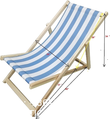 Beach Sling Chairs Set Outdoor Folding Portable Beach Chairs With Solid Wooden Frame Polyester Canvas Reclining