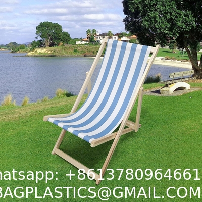 Beach Sling Chairs Set Outdoor Folding Portable Beach Chairs With Solid Wooden Frame Polyester Canvas Reclining