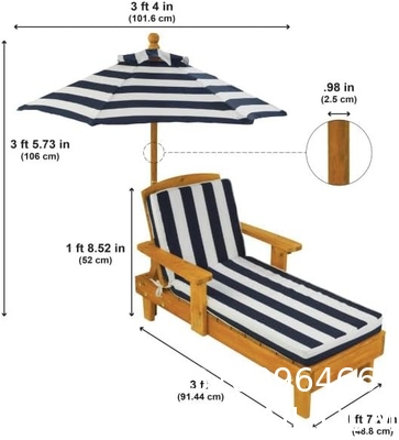 Outdoor Patio Adjustable Wood Chaise Lounge Recliner | Textilene Lounge Chair | Reclining Lawn Chair for Lawn