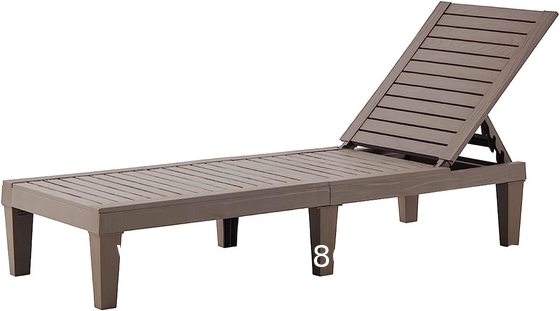 Outdoor Patio Adjustable Wood Chaise Lounge Recliner | Textilene Lounge Chair | Reclining Lawn Chair for Lawn