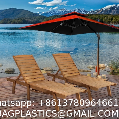 Outdoor Patio Adjustable Wood Chaise Lounge Recliner | Textilene Lounge Chair | Reclining Lawn Chair for Lawn
