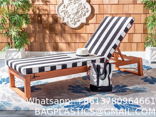 Outdoor Patio Adjustable Wood Chaise Lounge Recliner | Textilene Lounge Chair | Reclining Lawn Chair for Lawn