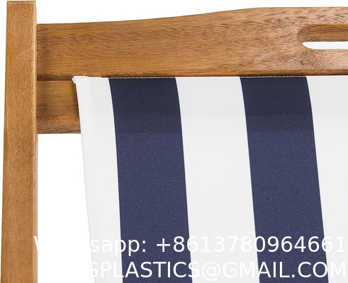 Outdoor Patio Adjustable Wood Chaise Lounge Recliner | Textilene Lounge Chair | Reclining Lawn Chair for Lawn