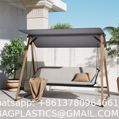 Outdoor Patio Swing Chair with Weather Resistant Steel Frame, Adjustable Canopy, Removable Cushion and Pillow