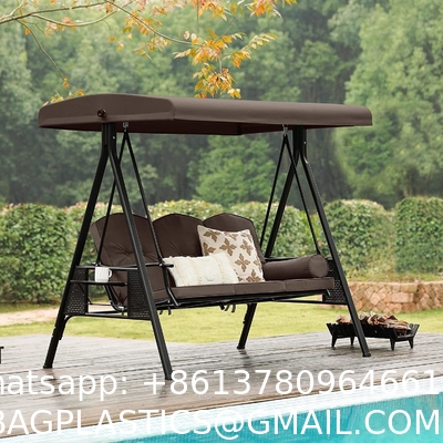Outdoor Patio Swing Chair with Weather Resistant Steel Frame, Adjustable Canopy, Removable Cushion and Pillow