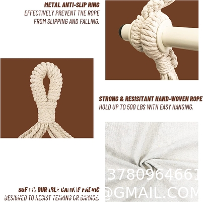 Hammock Chair Hanging Rope Swing - Max 500 Lbs - 2 Cushions Included - Steel Spreader Bar with Anti-Slip Rings