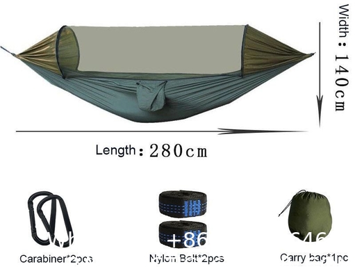 Camping Hammock with Mosquito Net, Hammocks with 13ft Tree Straps Carabiners, Automatic Quick Open Outdoor