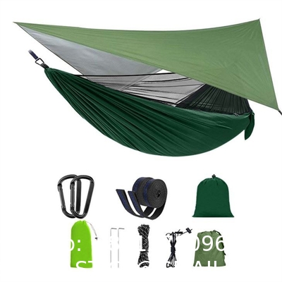 Camping Hammock with Mosquito Net, Hammocks with 13ft Tree Straps Carabiners, Automatic Quick Open Outdoor
