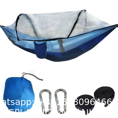 Camping Hammock with Mosquito Net, Hammocks with 13ft Tree Straps Carabiners, Automatic Quick Open Outdoor