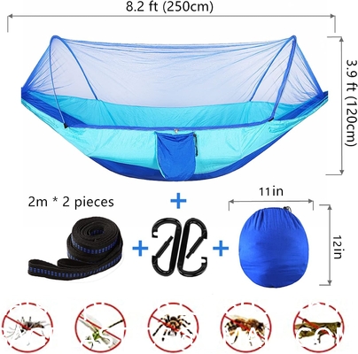 Camping Hammock with Mosquito Net, Hammocks with 13ft Tree Straps Carabiners, Automatic Quick Open Outdoor