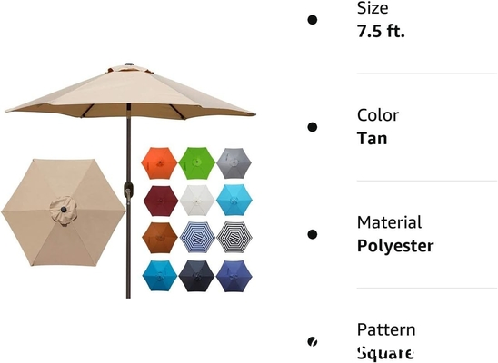 Patio Umbrella, Yard Umbrella Push Button Tilt Crank, Terrace Garden Restaurant Patio Parasol Outdoor Umbrella
