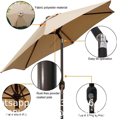 Patio Umbrella, Yard Umbrella Push Button Tilt Crank, Terrace Garden Restaurant Patio Parasol Outdoor Umbrella