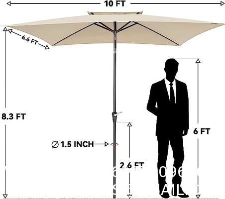 Patio Umbrellas 9' Light Beige, Outdoor Umbrella Market Table Umbrellas with Push Button Tilt and Crank