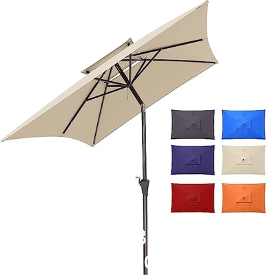 Patio Umbrellas 9' Light Beige, Outdoor Umbrella Market Table Umbrellas with Push Button Tilt and Crank