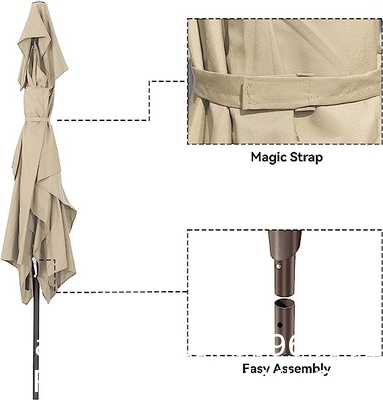 Patio Umbrellas 9' Light Beige, Outdoor Umbrella Market Table Umbrellas with Push Button Tilt and Crank
