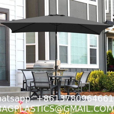 Patio Umbrellas 9' Light Beige, Outdoor Umbrella Market Table Umbrellas with Push Button Tilt and Crank