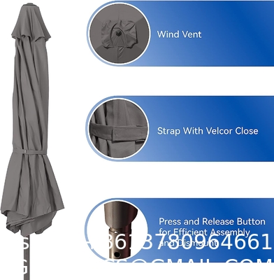 Patio Umbrellas 9' Light Beige, Outdoor Umbrella Market Table Umbrellas with Push Button Tilt and Crank