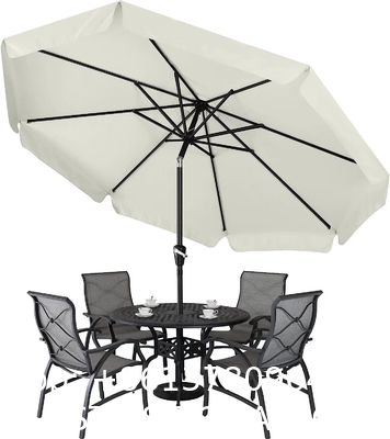 Patio Umbrellas 9' Light Beige, Outdoor Umbrella Market Table Umbrellas with Push Button Tilt and Crank