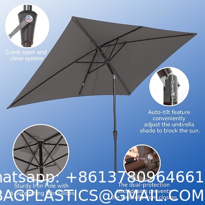 Patio Umbrellas 9' Light Beige, Outdoor Umbrella Market Table Umbrellas with Push Button Tilt and Crank