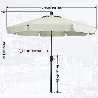 Patio Umbrellas 9' Light Beige, Outdoor Umbrella Market Table Umbrellas with Push Button Tilt and Crank