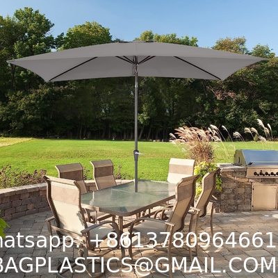 Patio Umbrellas 9' Light Beige, Outdoor Umbrella Market Table Umbrellas with Push Button Tilt and Crank