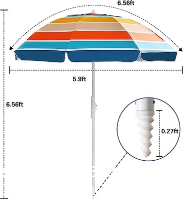 Portable Beach Umbrella With Sand Anchor, Tilt Pole, Carry Bag, Air Vent, Heavy Duty Wind Portable