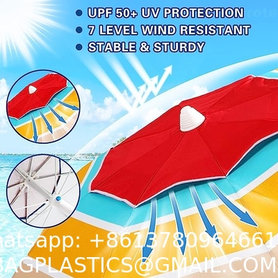 Portable Beach Umbrella With Sand Anchor, Tilt Pole, Carry Bag, Air Vent, Heavy Duty Wind Portable