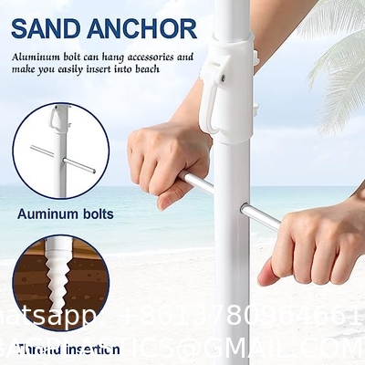 Portable Beach Umbrella With Sand Anchor, Tilt Pole, Carry Bag, Air Vent, Heavy Duty Wind Portable