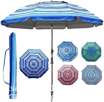 Portable Beach Umbrella With Sand Anchor, Tilt Pole, Carry Bag, Air Vent, Heavy Duty Wind Portable