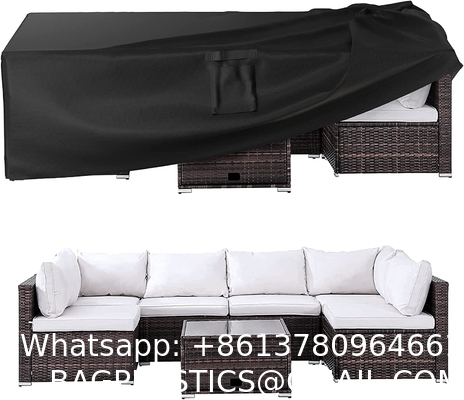 Outdoor Waterproof Patio Furniture Covers,420D Oxford Polyester Black Rectangular Sectional Furniture Set Covers