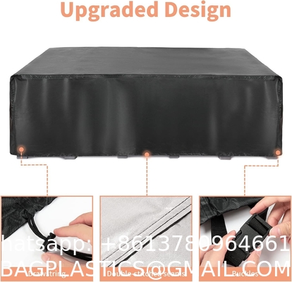 Outdoor Waterproof Patio Furniture Covers,420D Oxford Polyester Black Rectangular Sectional Furniture Set Covers