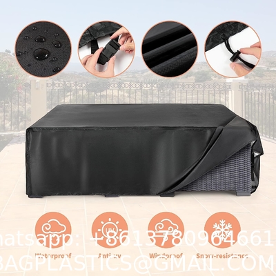 Outdoor Waterproof Patio Furniture Covers,420D Oxford Polyester Black Rectangular Sectional Furniture Set Covers