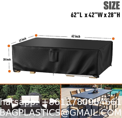 Outdoor Waterproof Patio Furniture Covers,420D Oxford Polyester Black Rectangular Sectional Furniture Set Covers