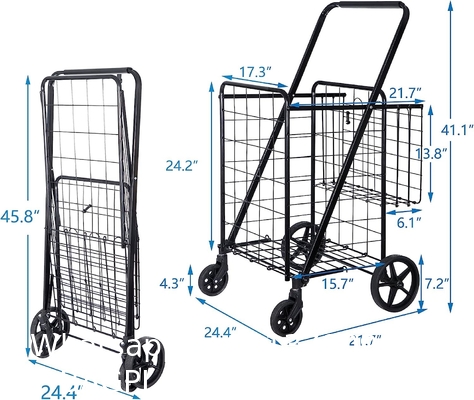 Utility Shopping Cart-Durable Folding Design For Easy Storage, Utility Cart with Wheels Shopping Climber Cart