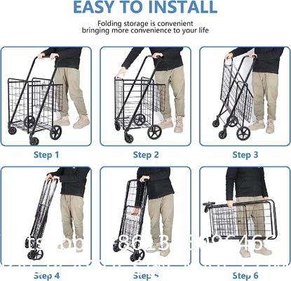 Utility Shopping Cart-Durable Folding Design For Easy Storage, Utility Cart with Wheels Shopping Climber Cart